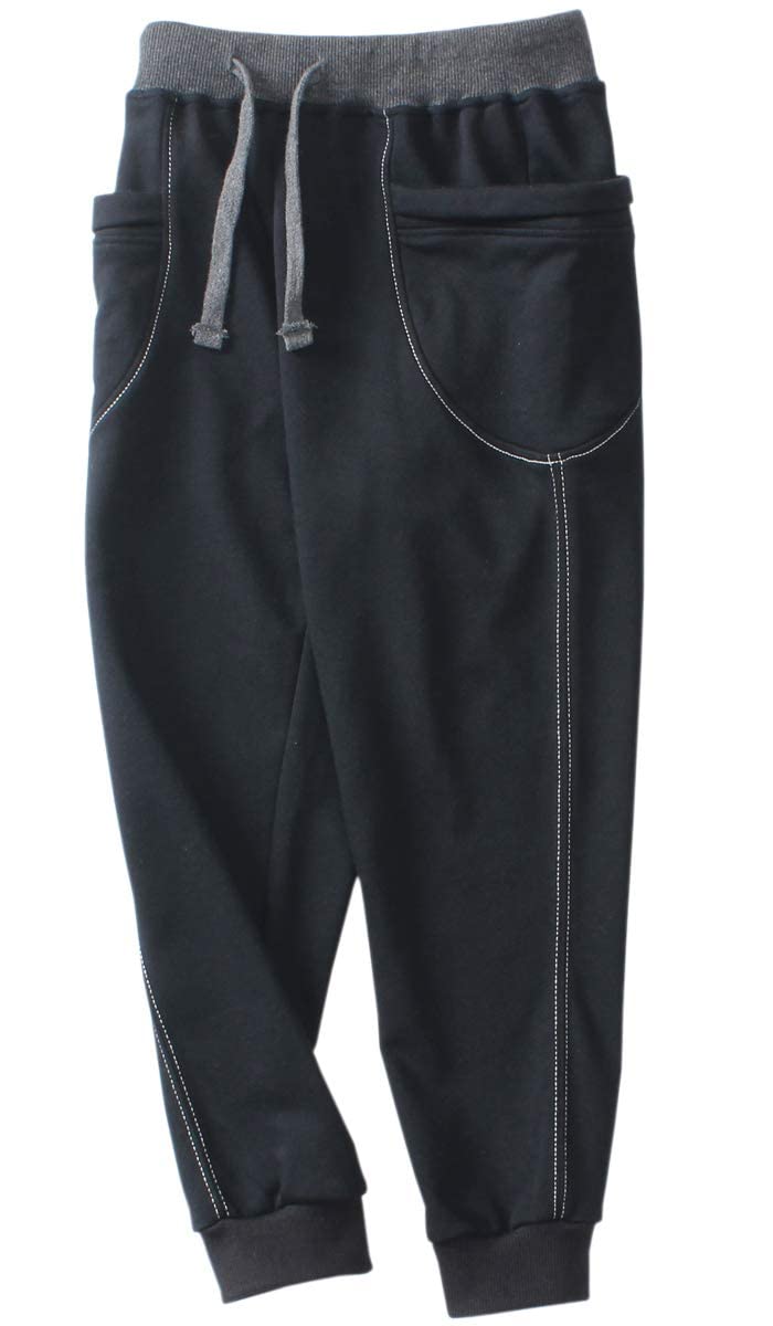 BINPAW Boy's Cotton Jogger Sports Sweat Pants Sweatpants with Side Pockets, Black, 11T-12T(11-12 Years)=Tag 160 - Image 2